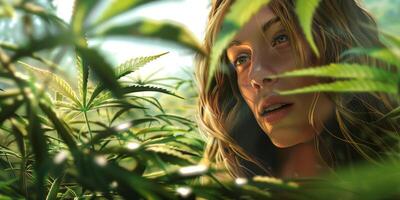 woman growing cannabis photo
