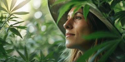 woman growing cannabis photo