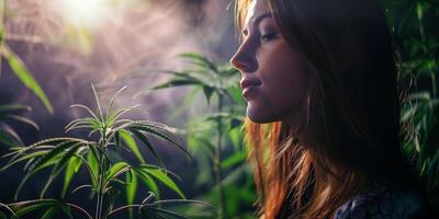 woman growing cannabis photo