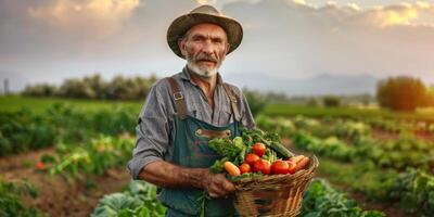 wooden box basket with vegetables photo