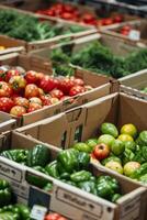 wooden box basket with vegetables photo