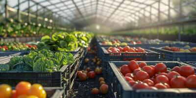 wooden box basket with vegetables photo