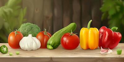 wooden box basket with vegetables photo