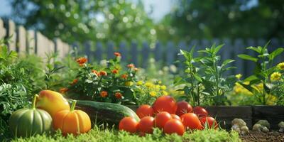 wooden box basket with vegetables photo