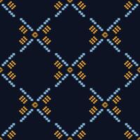 Traditional Ethnic ikat motif fabric pattern geometric style.African Ikat embroidery Ethnic oriental pattern blue background wallpaper. Abstract,illustration.Texture,frame,decoration. vector