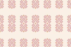 Traditional ethnic motifs ikat geometric fabric pattern cross stitch.Ikat embroidery Ethnic oriental Pixel brown cream background. Abstract,illustration. Texture,scarf,decoration,wallpaper. vector