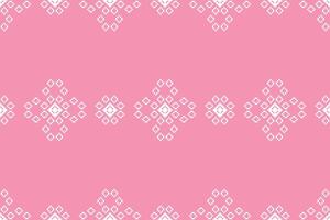 Ethnic geometric fabric pattern Cross Stitch.Ikat embroidery Ethnic oriental Pixel pattern rose pink gold background. Abstract,illustration. Texture,clothing,scarf,decoration,silk wallpaper. vector
