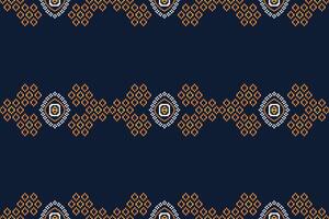 tradicional étnico motivos ikat geométrico tela modelo cruzar puntada.ikat bordado étnico oriental píxel Armada azul antecedentes. resumen, ilustración. textura, decoración, papel tapiz. vector