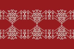 tradicional étnico motivos ikat geométrico tela modelo cruzar puntada.ikat bordado étnico oriental píxel rojo antecedentes. resumen, ilustración. textura,navidad,decoración,papel tapiz. vector