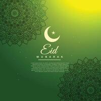 eid mubarak festival creative text in green background vector