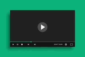 media player in flat black style vector