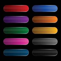 shiny wide rounded buttons set vector