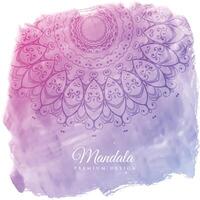 beautiful watercolor background with mandala art vector