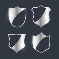 silver badges emblem design set vector