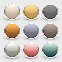 glossy metallic shiny buttons set vector