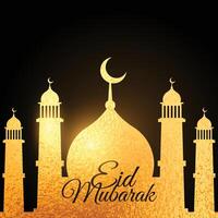 eid festival background with golden mosque vector