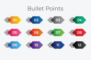 geometric number bullet points from one to twelve vector