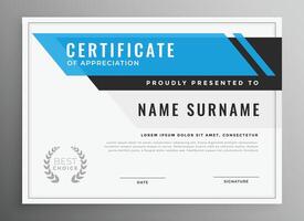 limpiar azul certificado de apreciación modelo diseño vector