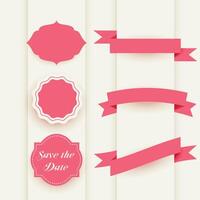 decorative elements collection with labels and ribbons vector