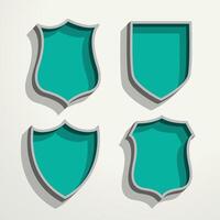 3d retro style four badges set vector