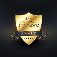 the golden award badge design vector