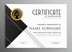 modern black white and gold certificate template design vector