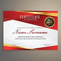 premium red certificate diploma design award template vector
