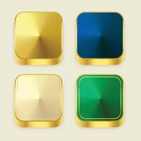 premium golden shiny 3s square buttons vector