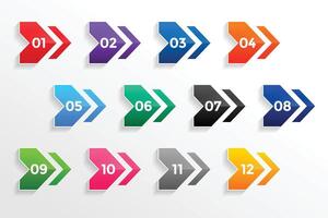 arrow style geometric bullet points numbers set vector