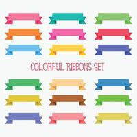 big set of flat colorful ribbons banner vector