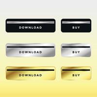 set of premium download and buy metal buttons vector