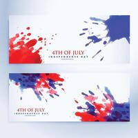 4th of july banners with ink splashes vector