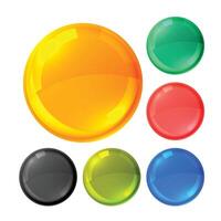 glossy bright circles buttons set vector
