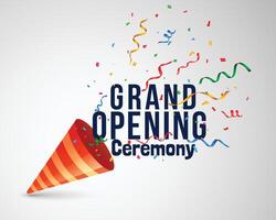 grand opening ceremoney background with confetti and cap vector