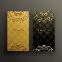 stylish mandala premium golden card design vector