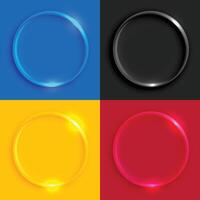 shiny glass round buttons set vector