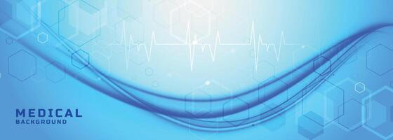 blue healthcare and medical banner with wave vector