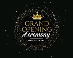 grand open golden premium dark invitation banner design vector