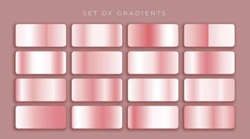 Rosa oro o rosado metálico gradientes conjunto vector