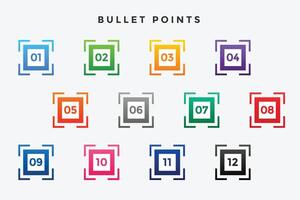 square business bullet points numbers set vector