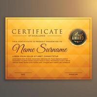 certificate template design with golden pattern vector