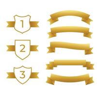 gold ribbons and labels set vector