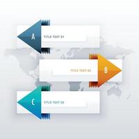 modern infographic for 3 options with arrow, can be used in presentation or business workflow layout vector