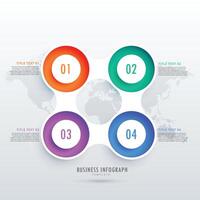 moderno circular cuatro pasos infografía diseño, lata ser usado en negocio diagramas presentación o flujo de trabajo diseño vector