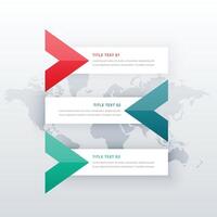clean three steps infographic options template with arrow shape for business presentation or workflow diagrams in creative style vector
