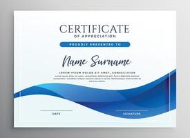 elegant blue qualification certificate design vector