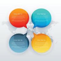cuatro hablar charla burbuja en infografía modelo estilo vector
