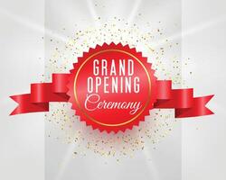 grand opening ceremony celebration banner with 3d ribbon vector