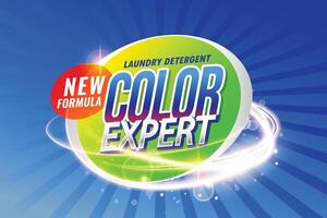 lavandería detergente color experto embalaje concepto modelo vector