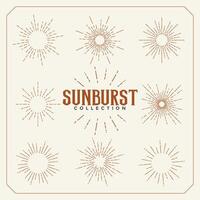 set of sun burst vintage lines design vector